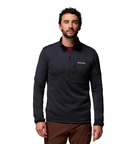 Columbia Mens Essential Hike Grid Fleece Half Zip, Black, X-Small